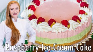 EASY Pistachio amp Raspberry Ice Cream Cake Recipe With Homemade Ice Cream [upl. by Ehud728]