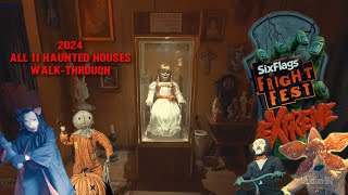 FRIGHT FEST 2024  ALL 11 Haunted Houses Walkthrough at Six Flags Fright Fest [upl. by Esorlatsyrc]