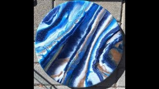 76 Resin Pour on a Lazy Susan Blue White Gold [upl. by Wyndham]