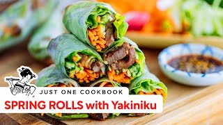 FRESH SPRING ROLLS with Yakiniku Japanese BBQ Beef  Homemade Sauce Recipe [upl. by Novahc]