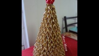 Como hacer un arbol navideño con pasta manualidades DIY [upl. by Lohman]