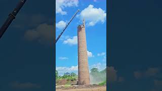 Crane dismantling process of brick chimney Good tools and machinery can increase work efficiency [upl. by Austina]