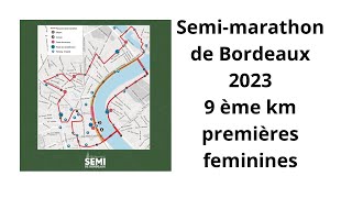 Semi marathon de Bordeaux 2023 9 ème km Les premières féminines [upl. by Ilaw857]