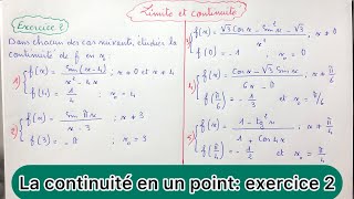 Limites et continuité exercice 2 2Bac sciences النهايات والاتصال [upl. by Ahsote]