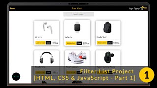 Filter Search List Project with HTML CSS amp JavaScript  Part 1 [upl. by Portwine764]