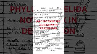 Phylum Annelida  Animal Kingdom  Notes pdf link in description [upl. by Pfaff]