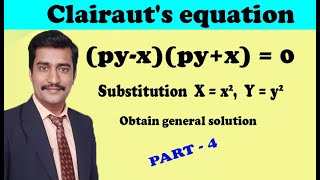 VTU Engineering Maths 2 Clairauts equation substitution examplePART4 [upl. by Perlie]