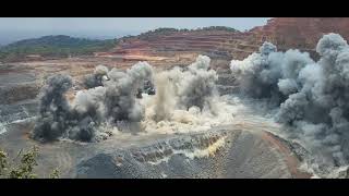 Blasting Open pit GOLD Mine 130tons of explosive [upl. by Puff]