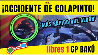 F1 BAKÚ L1 FRANCO COLAPINTO ACCIDENTE CUANDO IBA MÁS RÁPIDO QUE ALBON SERGIO PÉREZ A POR PODIO [upl. by Oirobil341]