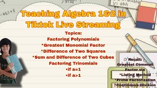 Teaching Algebra 1amp2 Part 1B in Tiktok Live Steaming [upl. by Eeslek774]