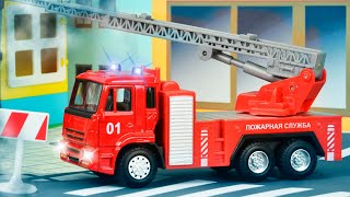 The Red Fire Truck with The Police Car  Emergency Cars Cartoon for kids [upl. by Noiramed]