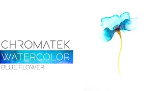 Watercolor Blue Flower with Chromatek Watercolor Pens [upl. by Anolla798]