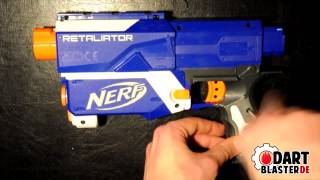 DEUTSCH Klotzis Mod Review Blasterparts Retaliator HardrangeFeder Dartblasterde [upl. by Nered]