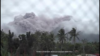 Lava rolls down slopes of Mayon volcano [upl. by Demeyer]