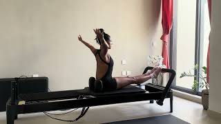 Reformer Pilates Beginner Exercise  Spine Stretch Forward [upl. by Ennaira]