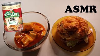 CHEF BOYARDEE BEEF RAVIOLI amp SALAMI CHEESE BUN ASMR MUKBANG [upl. by Atsilac]