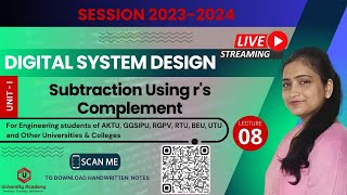 DSD8  Subtraction Using rs Complement  Subtraction Using r1 Complement rs and r1s Complement [upl. by Photima]