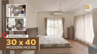 30x40 Modern House Tour In Bangalore  West Facing House With G2 Floors [upl. by Neelak]