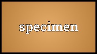 Specimen Meaning [upl. by Hoxsie605]