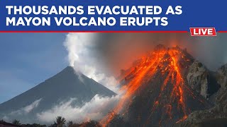 Phillippines Volcano Eruption Live  Most Active Volcano Mayon Rumbles Thousands Evacuated [upl. by Limaa801]