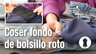 Arreglar fondo de bolsillo roto  Tutorial de costura paso a paso muy fácil [upl. by Glarum]