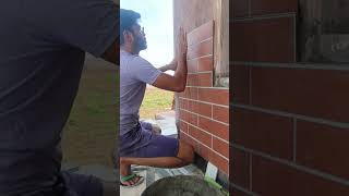 front Elevation Tiles Intallation tiles installation shorts viralvideo [upl. by Llednil]