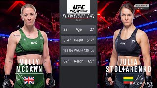 MOLLY MCCANN VS JULIA STOLIARENKO FULL FIGHT UFC FIGHT NIGHT 224 [upl. by Wahl]