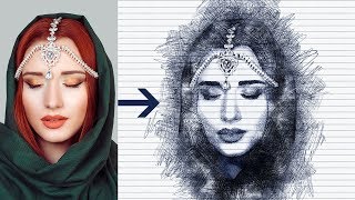 Photoshop Tutorial  Pen Sketch Photoshop Action [upl. by Oriana756]