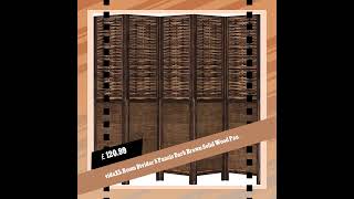 vidaXL Room Divider 5 Panels Dark Brown Solid Wood Paulownia [upl. by Mikeb465]