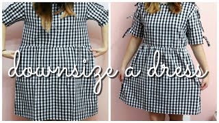 How to Adjust Oversized Dress  DIY Gingham Babydoll Dress [upl. by Dranel]