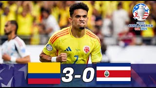 COLOMBIA GOLEA a COSTA RICA  3  0   CLASIFICA A CUARTOS DE FINAL  COPA AMERICA 2024 [upl. by Mamoun]