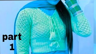 beautiful ladies crop top part 1 border design aur mode ki ghate kaise dalen by knit with Aarti [upl. by Basham]