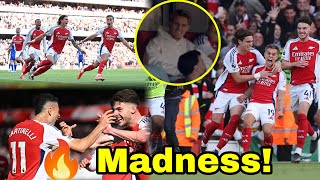 LATE DRAMA🔥Trossard amp Calafiori Crazy Celebration😂Arsenal vs Leicester 42Martinelli Havertz [upl. by Oakman]