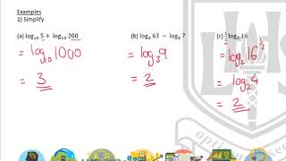 LHS Higher Mathematics  Logs and Exponentials 2  Laws of Logarithms [upl. by Giefer]