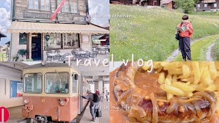 Swiss vlog🇨🇭｜アルプス⛰フラワーハイキング🌼山岳鉄道 〜 ゴンドラ 〜 ケーブルカー🚠ぐるり一周日帰りの旅🐂｜ミューレン村で絶品スイス料理🥘 [upl. by Kalil]