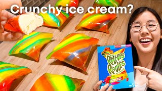 Fruit RollUp Ice Cream 🍦 TikTok’s CRUNCHY  CHEWY snack HACK [upl. by Gabbey]