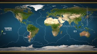 Animation of where the largest earthquakes of the past 100 years have struck [upl. by Suiravaj297]