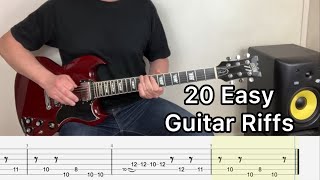 20 Guitar Riffs for Beginners with Tabs [upl. by Satterlee]