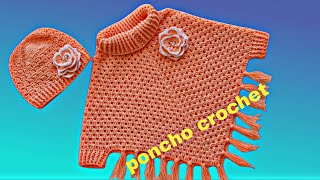 Easy crochet 💯Pancho for12years girl💞بافت پانچو سایز ۱ تا دو سال [upl. by Richer]