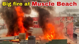 Big Fire at Venice Muscle Beach California Bike store Burnt down [upl. by Kravits]