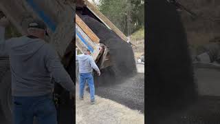 Spreading crashed asphalt over the dirt road popular construction road truck short топ ￼ [upl. by Kaine]