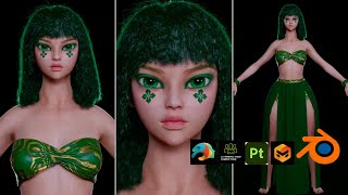 Stylized Character Design  3D Modeling  Green Warrior  OC  Blender Cycle  Timelapse [upl. by Sakram]