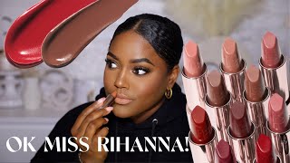 EVERY SHADE OF FENTY BEAUTY ICON LIPSTICKS SWATCHES  REVIEW ON DARK SKIN [upl. by Bassett182]