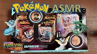 ASMR Opening Pokémon Card Packs  VAPOREON VMAX PREMIUM COLLECTION No Talking [upl. by Joses]