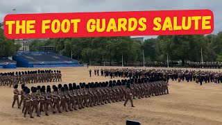 Salute by the Foot Guards at Trooping the Colour Rehearsal [upl. by Barimah362]