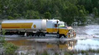 Shell Road Train Crossing a Flooded River [upl. by Aihk27]