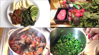 UGALI BEEF STEW AND SPINACH COOKING KENYAN FOOD [upl. by Lacim736]