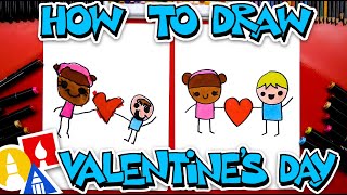 How To Draw Valentines Day Kids Holding A Heart [upl. by Madella]