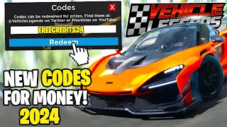 NEW ALL WORKING CODES FOR VEHICLE LEGENDS IN 2024 ROBLOX VEHICLE LEGENDS CODES [upl. by Haskell]