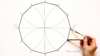 4K How to draw regular dodecagon with using a compass and a ruler [upl. by Aliel]